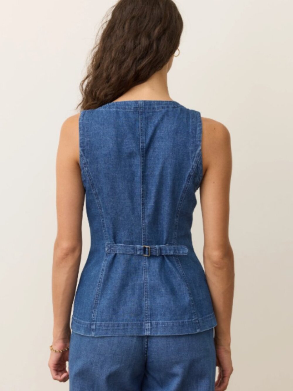 Marine Layer Timeless Denim Button-Up Vest Size Small - Picture 3 of 8